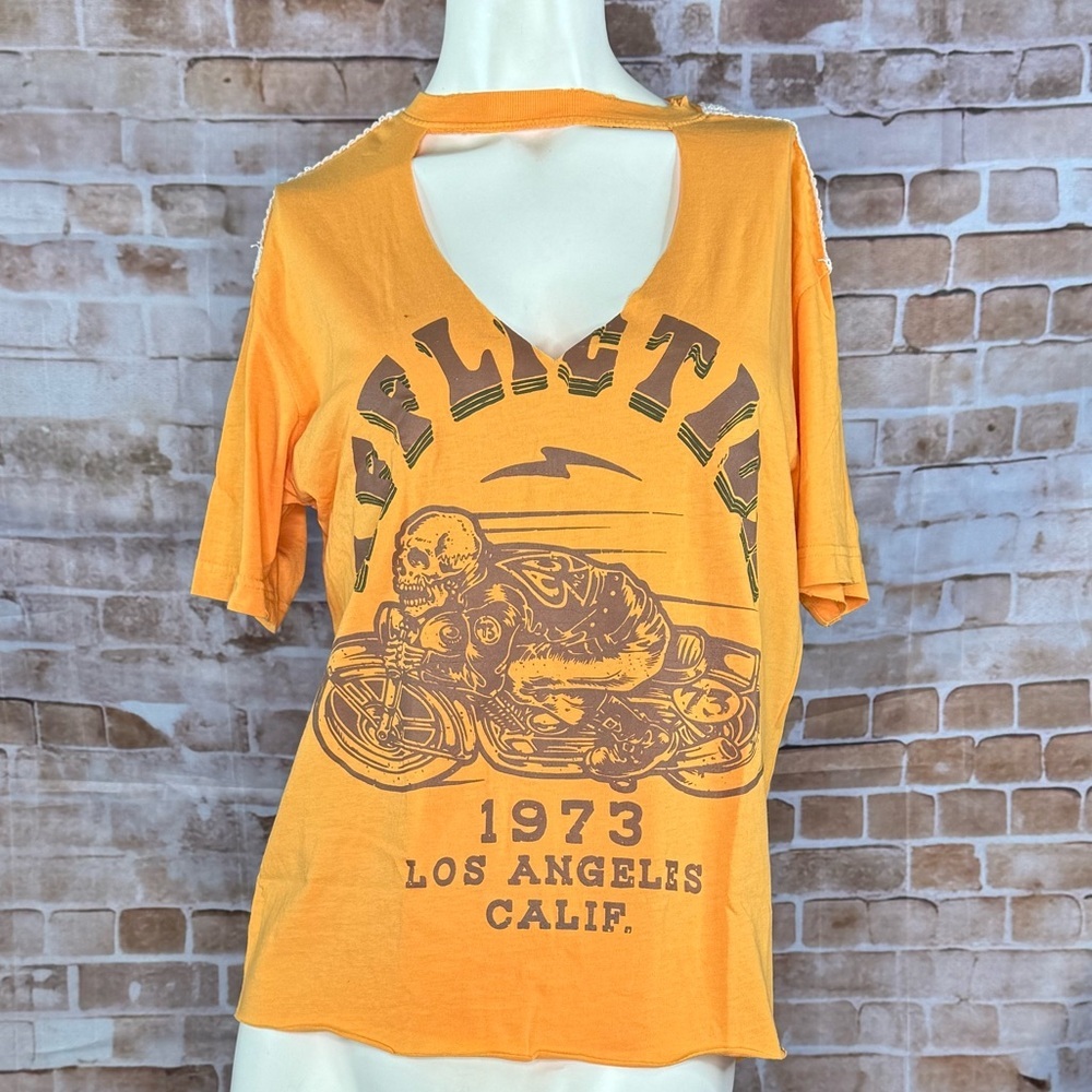 Affliction Women’s Graphic Short Sleeve Cut Out T-Shirt- M / XL -NWT